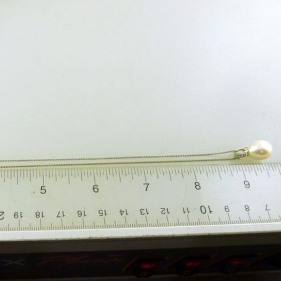 14k Solid White Gold Necklace With 14k Gold Pendant & 9mm Genuine Pearl Quartz - Picture 12 of 13